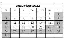 District School Academic Calendar for Fruita Middle School for December 2023