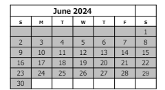 District School Academic Calendar for Nisley Elementary School for June 2024
