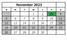 District School Academic Calendar for Hawthorne Building for November 2023
