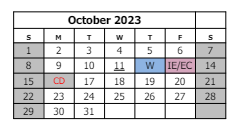 District School Academic Calendar for Mesa View Elementary School for October 2023