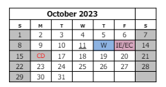 District School Academic Calendar for Pear Park Elementary School for October 2023