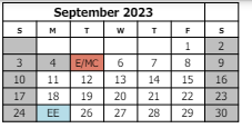 District School Academic Calendar for Wingate Elementary School for September 2023