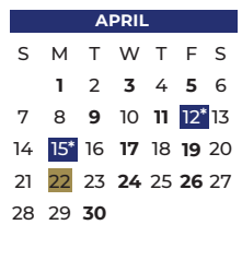 District School Academic Calendar for North Mesquite High School for April 2024