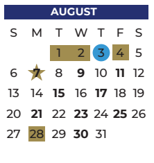 District School Academic Calendar for P A S S Learning Ctr for August 2023
