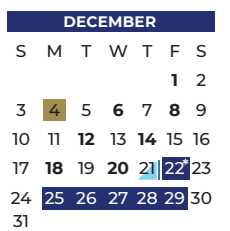 District School Academic Calendar for Beasley Elementary for December 2023