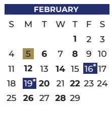 District School Academic Calendar for P A S S Learning Ctr for February 2024