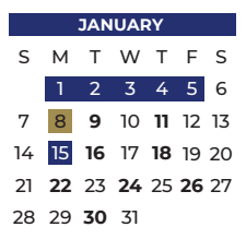 District School Academic Calendar for P A S S Learning Ctr for January 2024