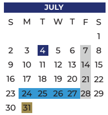District School Academic Calendar for Cannaday Elementary for July 2023