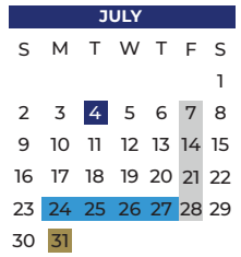 District School Academic Calendar for New Middle School for July 2023