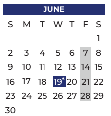 District School Academic Calendar for Beasley Elementary for June 2024