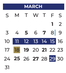 District School Academic Calendar for P A S S Learning Ctr for March 2024