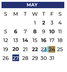 District School Academic Calendar for P A S S Learning Ctr for May 2024