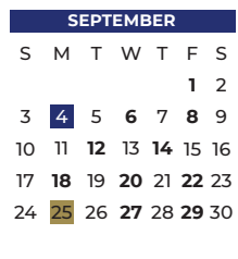 District School Academic Calendar for Mesquite Academy for September 2023