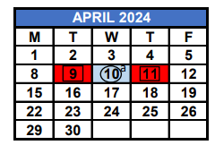 District School Academic Calendar for Earlington Heights Elementary School for April 2024