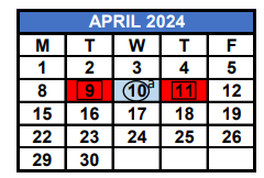 District School Academic Calendar for Bent Tree Elementary School for April 2024