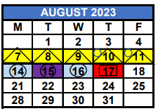 District School Academic Calendar for Redland Elementary School for August 2023