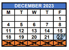 District School Academic Calendar for W. J. Bryan Elementary for December 2023