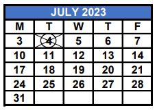 District School Academic Calendar for Corporate Academy South for July 2023