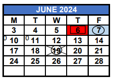 District School Academic Calendar for Citrus Grove Middle School for June 2024