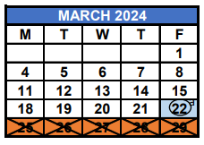 District School Academic Calendar for Aspira Eugenio Maria De Hostos Charter for March 2024