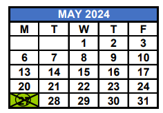 District School Academic Calendar for E.W.F. Stirrup Elementary School for May 2024