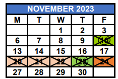 District School Academic Calendar for Aspira South Youth Leadership for November 2023