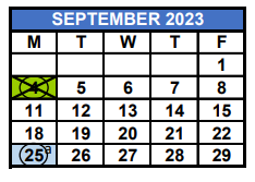 District School Academic Calendar for Sunshine Academy for September 2023