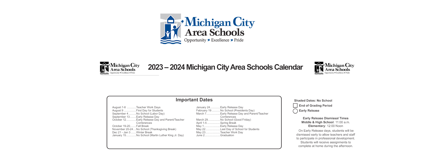 District School Academic Calendar Key for Knapp Elementary School