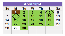 District School Academic Calendar for Midland Excel Campus for April 2024