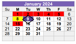 District School Academic Calendar for Bunche Early Childhd Ctr for January 2024