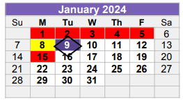 District School Academic Calendar for Pease Communications/technology Ma for January 2024