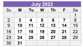 District School Academic Calendar for Alamo Junior High for July 2023