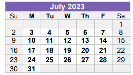 District School Academic Calendar for Midland Excel Campus for July 2023