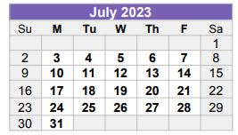 District School Academic Calendar for Bonham Elementary for July 2023