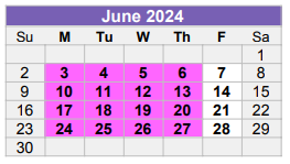 District School Academic Calendar for Pease Communications/technology Ma for June 2024