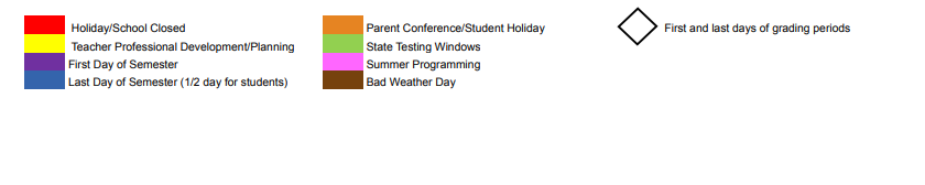 District School Academic Calendar Key for Alamo Junior High