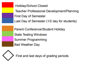 District School Academic Calendar Legend for Alamo Junior High