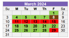 District School Academic Calendar for Culver Youth Home for March 2024
