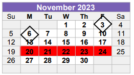 District School Academic Calendar for Alamo Junior High for November 2023
