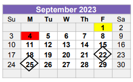 District School Academic Calendar for Bush Elementary for September 2023