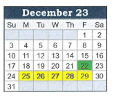 District School Academic Calendar for Benton Central Jr-sr High Sch for December 2023