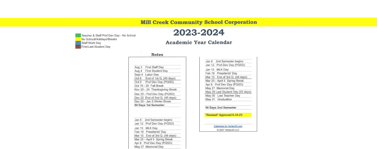 District School Academic Calendar Key for Benton Central Jr-sr High Sch