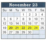 District School Academic Calendar for Benton Central Jr-sr High Sch for November 2023