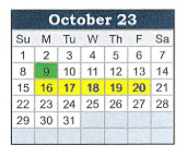 District School Academic Calendar for Benton Central Jr-sr High Sch for October 2023