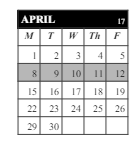 District School Academic Calendar for Middle School Alternative Prog for April 2024