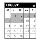 District School Academic Calendar for Middle School Alternative Prog for August 2023