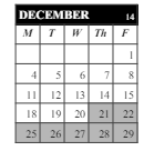 District School Academic Calendar for Middle School Alternative Prog for December 2023