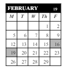 District School Academic Calendar for Middle School Alternative Prog for February 2024