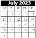 District School Academic Calendar for Middle School Alternative Prog for July 2023