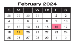 District School Academic Calendar for Urban Waldorf Elementary for February 2024